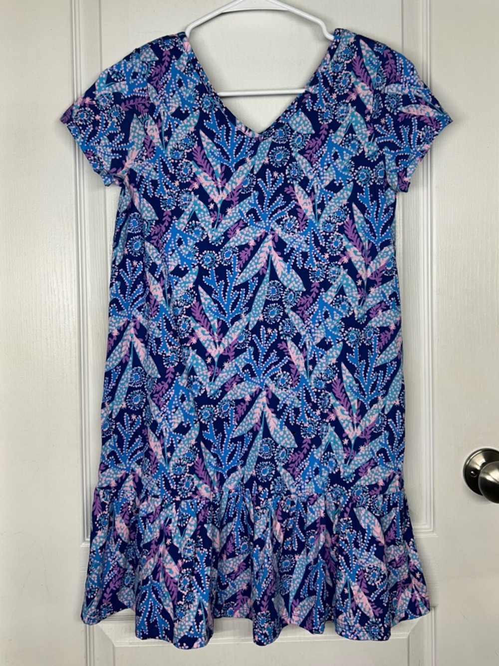 Lilly Pulitzer Camilla Dress Barton Blue Star Gazing Girls XL 12-14 Lightweight